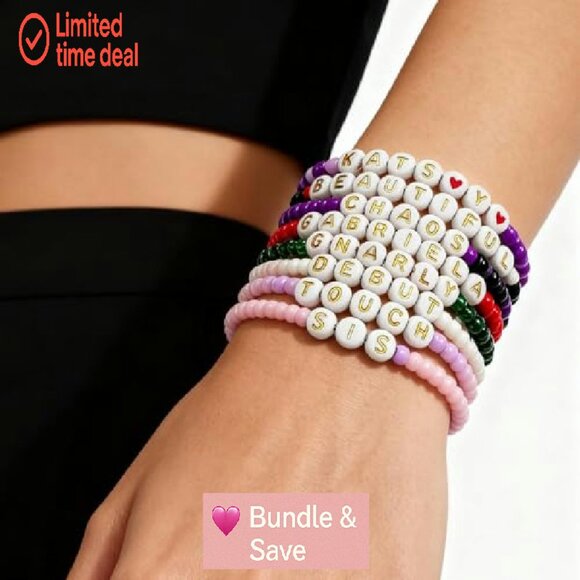 8PCS Stretch Beaded Bracelets Set, Concert Inspired, Elastic Fit - Picture 7 of 8